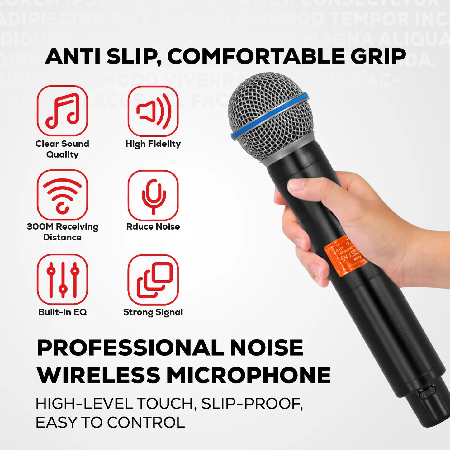 5 Core Wireless Microphone System 4 Channel UHF 492F Range Portable Receiver W Cordless Mic